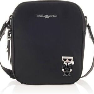 Karl Lagerfeld Black Amour Crossbody Bag with Iconic Patch